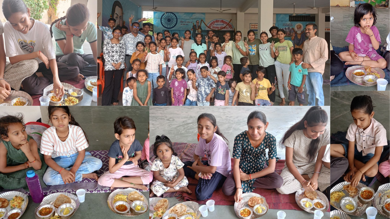 पिताजी की पुण्यतिथि पर सेवा की मिसाल, बच्चों को स्नेहपूर्वक भोजन करवाया।